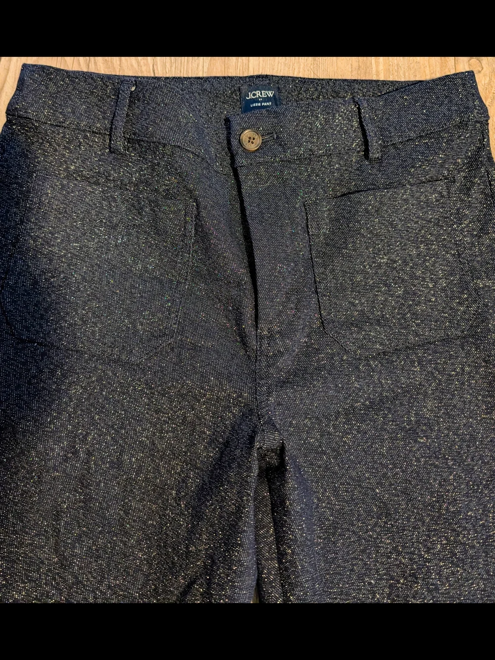 J. Crew Navy Sparkle Lizzie Wide Leg Pants